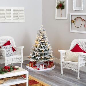 Nearly Natural 4ft. Flocked Vermont Mixed Pine Artificial Christmas Tree